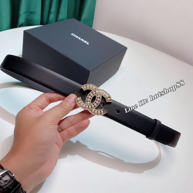Chanel經典女士皮帶 香奈兒雙C字母雙腰帶衿皮帶鑽腰帶  jjp2421